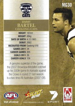 2012 Select AFL Champions - Milestone Game Foils #MG30 Jimmy Bartel Back